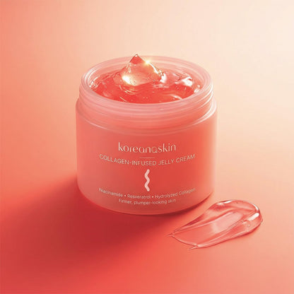 Koreana Skin Collagen Jelly Cream - Niacinamide & Resveratrol Korean Moisturizer for Glass Skin - Hydrolyzed Peptide Night Gel for Firming & Face Lift - 3.9 oz Avelisse