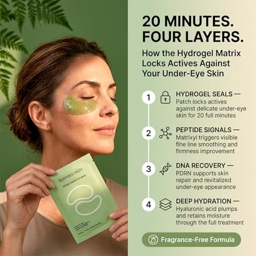Koreana Skin Peptide Repair Eye Mask with PDRN & Hyaluronic Acid - Korean Under Eye Patches for Puffy Eyes & Dark Circles - Firming & Deeply Hydrating Eye Patches for Wrinkles - 5 Pairs - K-Beauty - görsel 10