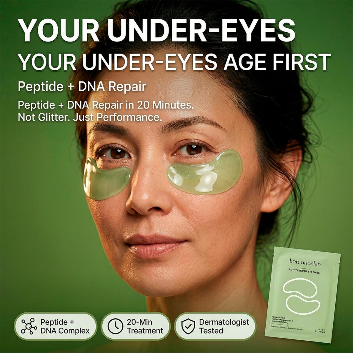 Koreana Skin Peptide Repair Eye Mask with PDRN & Hyaluronic Acid - Korean Under Eye Patches for Puffy Eyes & Dark Circles - Firming & Deeply Hydrating Eye Patches for Wrinkles - 5 Pairs - K-Beauty - görsel 3