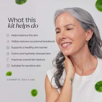 ZENTTU Korean Skin Care Kit Zen Balance - 6 Step AM/PM Routine for Sensitive & Oily Skin with 4 Hydrogel Masks and Targeted Spot Treatment Avelisse