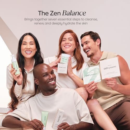 ZENTTU Korean Skin Care Kit Zen Balance - 6 Step AM/PM Routine for Sensitive & Oily Skin with 4 Hydrogel Masks and Targeted Spot Treatment Avelisse