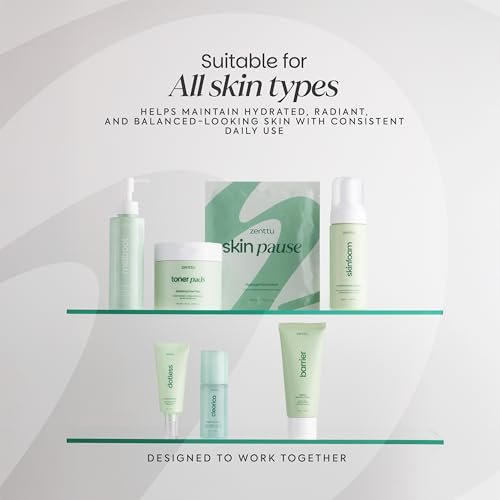 ZENTTU Korean Skin Care Kit Zen Balance - 6 Step AM/PM Routine for Sensitive & Oily Skin with 4 Hydrogel Masks and Targeted Spot Treatment Avelisse