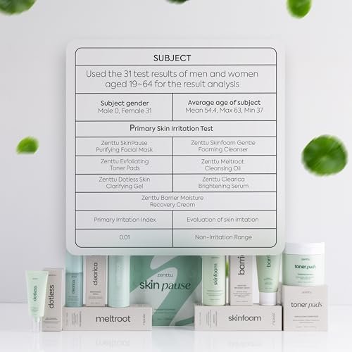 ZENTTU Korean Skin Care Kit Zen Balance - 6 Step AM/PM Routine for Sensitive & Oily Skin with 4 Hydrogel Masks and Targeted Spot Treatment Avelisse