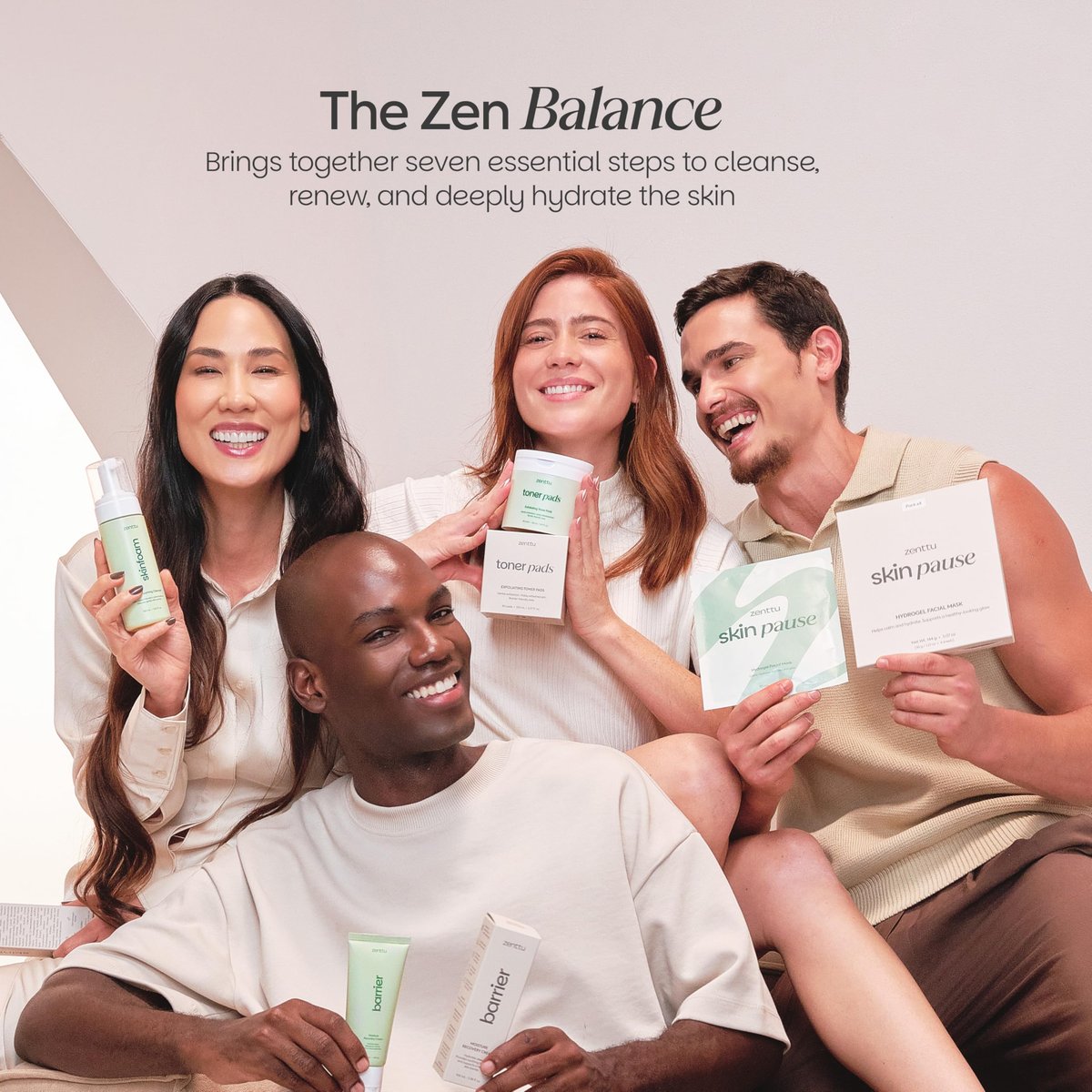 ZENTTU Korean Skin Care Kit Zen Balance - 6 Step AM/PM Routine for Sensitive & Oily Skin with 4 Hydrogel Masks and Targeted Spot Treatment Avelisse
