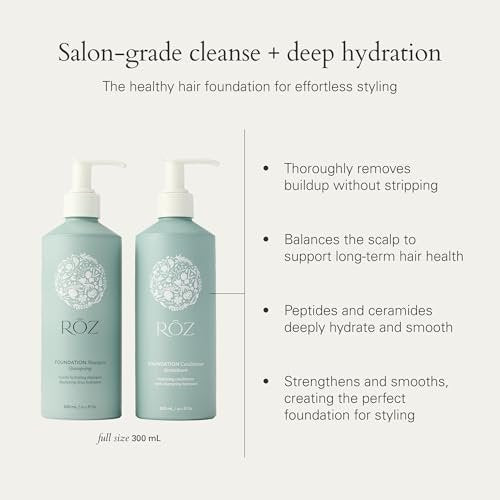 RŌZ Foundation Shampoo and Conditioner Set Duo - Sulfate-Free Hydrating Shampoo and Conditioner for Women & Men - All Hair Types | Vegan, Color-Safe, Silicone & Paraben-Free | 10.1 oz Each Avelisse