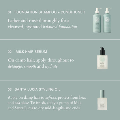 RŌZ Foundation Shampoo and Conditioner Set Duo - Sulfate-Free Hydrating Shampoo and Conditioner for Women & Men - All Hair Types | Vegan, Color-Safe, Silicone & Paraben-Free | 10.1 oz Each Avelisse