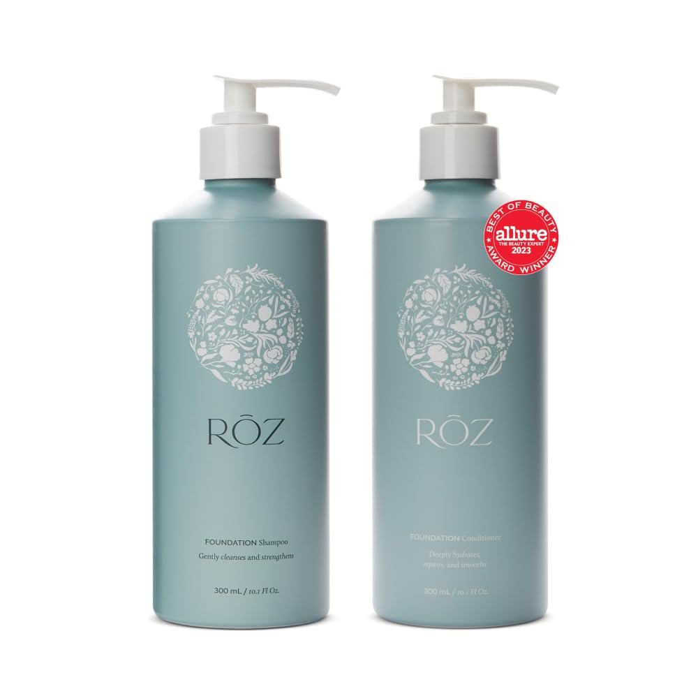 RŌZ Foundation Shampoo and Conditioner Set Duo - Sulfate-Free Hydrating Shampoo and Conditioner for Women & Men - All Hair Types | Vegan, Color-Safe, Silicone & Paraben-Free | 10.1 oz Each Avelisse