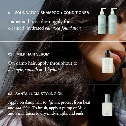 RŌZ Foundation Shampoo and Conditioner Set Duo - Sulfate-Free Hydrating Shampoo and Conditioner for Women & Men - All Hair Types | Vegan, Color-Safe, Silicone & Paraben-Free | 10.1 oz Each Avelisse