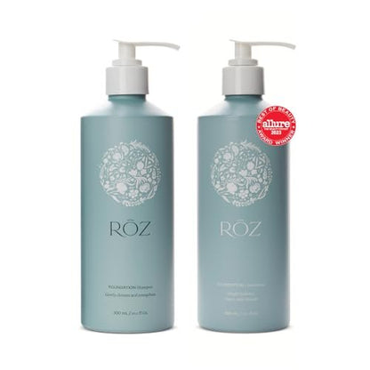 RŌZ Foundation Shampoo and Conditioner Set Duo - Sulfate-Free Hydrating Shampoo and Conditioner for Women & Men - All Hair Types | Vegan, Color-Safe, Silicone & Paraben-Free | 10.1 oz Each Avelisse