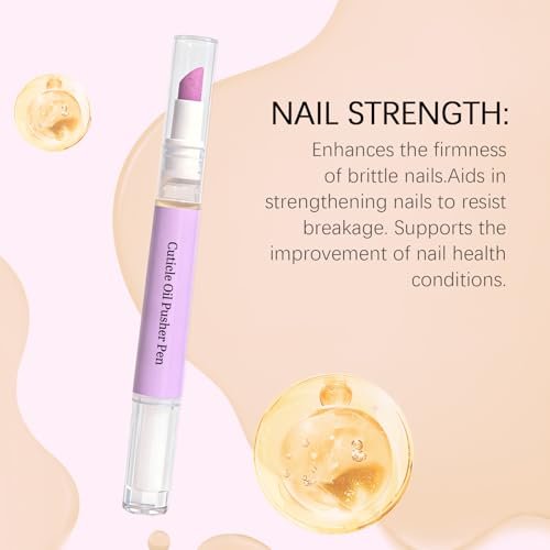 DRAWYUM 2-in-1 Cuticle Pusher Oil Pen - Dual Function Cuticle Remover & Moisturizer for Damaged Nails, 0.07 Fl Oz (Purple) Avelisse
