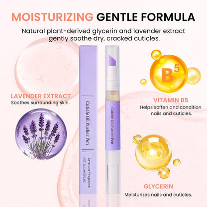 DRAWYUM 2-in-1 Cuticle Pusher Oil Pen - Dual Function Cuticle Remover & Moisturizer for Damaged Nails, 0.07 Fl Oz (Purple) Avelisse