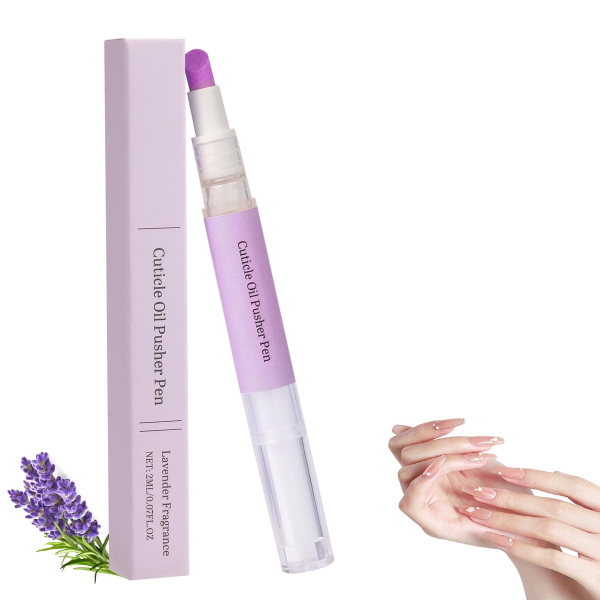 DRAWYUM 2-in-1 Cuticle Pusher Oil Pen - Dual Function Cuticle Remover & Moisturizer for Damaged Nails, 0.07 Fl Oz (Purple) Avelisse