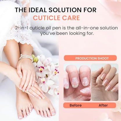 DRAWYUM 2-in-1 Cuticle Pusher Oil Pen - Dual Function Cuticle Remover & Moisturizer for Damaged Nails, 0.07 Fl Oz (Purple) Avelisse