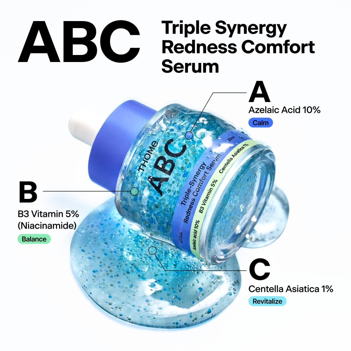 THOME ABC Serum - Azelaic Acid 10% + Niacinamide 5% + Centella Asiatica 1% Triple Synergy Mechanism, Redness Comfort Serum for Dark Spots, Excess Oil & Uneven Texture, Korean Skincare, 1.01 fl oz Avelisse