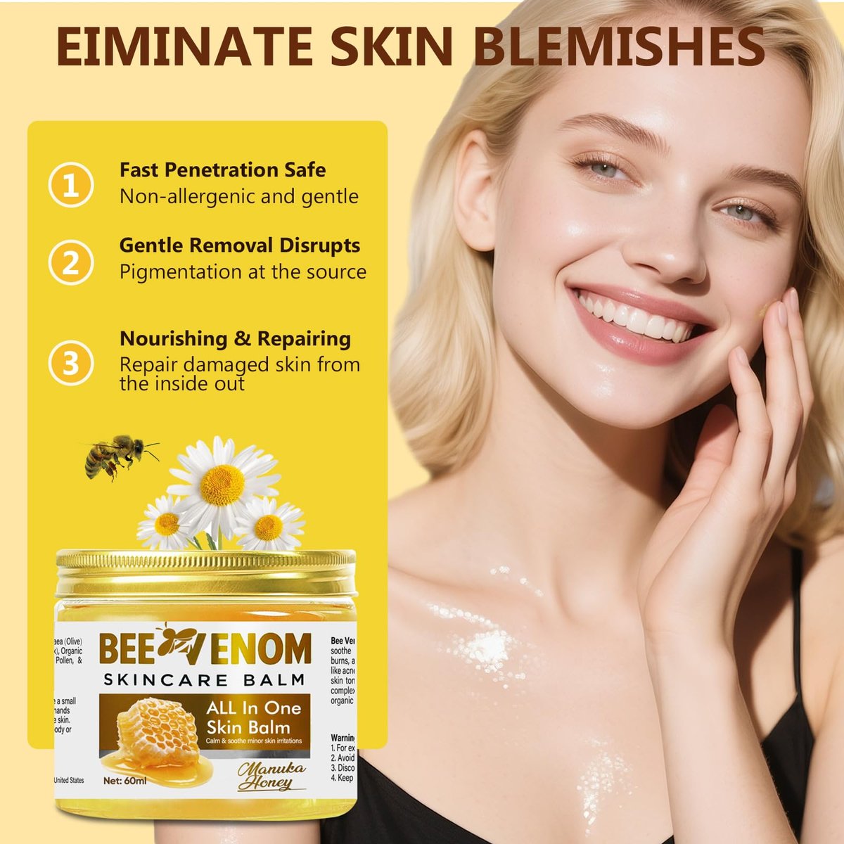 Bee Venom Skin Treatment Cream - Natural Formula Moisturizer for All Skin Types, 2.1 fl oz - görsel 5