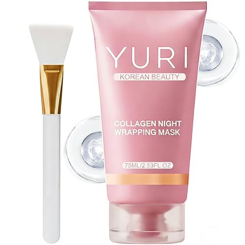 Tiglowa YURI Collagen Night Wrapping Mask – Easy Peel Off Facial Mask for Hydrating & Glowing Skin, Ideal Gifts for Women (2.53 Fl Oz, Pink) Avelisse