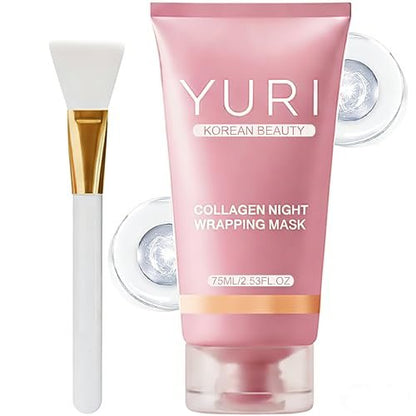Tiglowa YURI Collagen Night Wrapping Mask – Easy Peel Off Facial Mask for Hydrating & Glowing Skin, Ideal Gifts for Women (2.53 Fl Oz, Pink) Avelisse