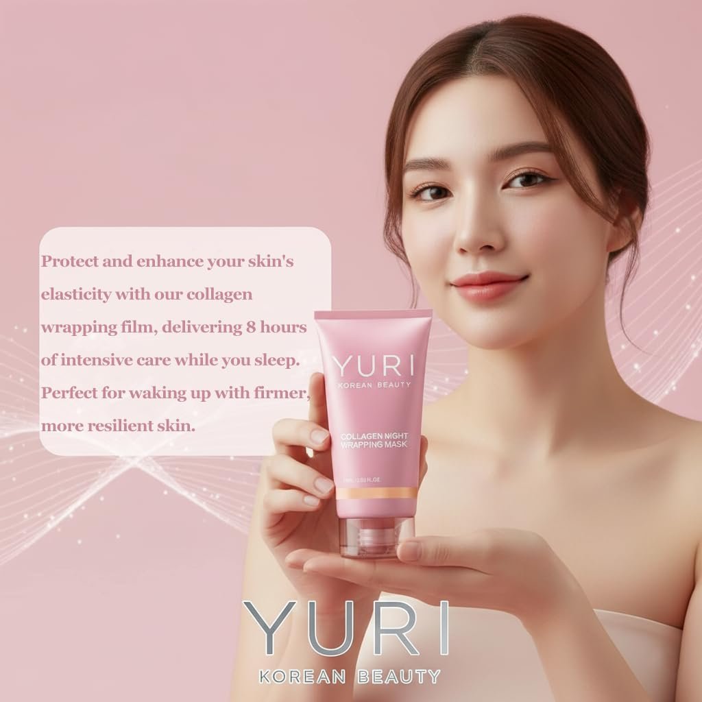 Tiglowa YURI Collagen Night Wrapping Mask – Easy Peel Off Facial Mask for Hydrating & Glowing Skin, Ideal Gifts for Women (2.53 Fl Oz, Pink) Avelisse