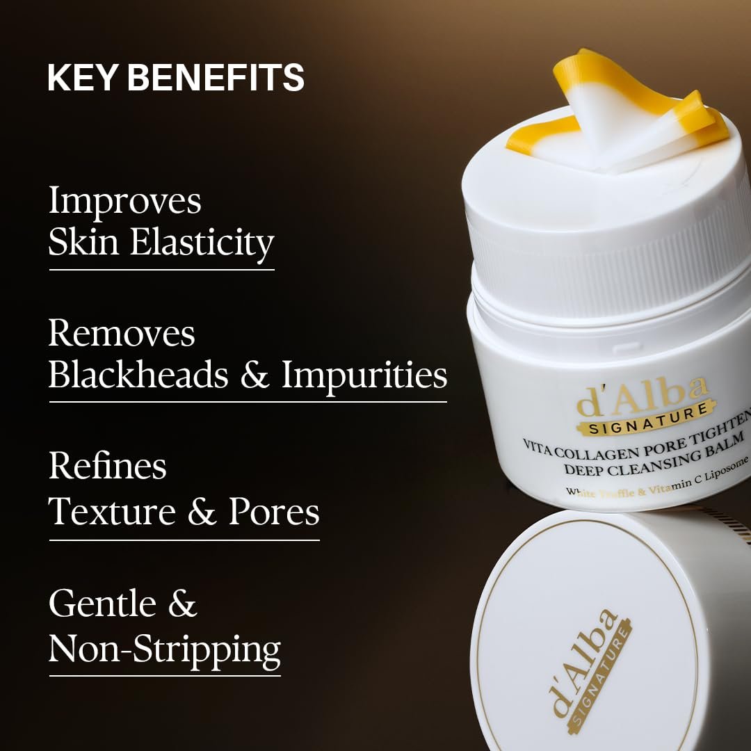 d'alba Piedmont Signature Vita Collagen Deep Cleansing Balm - 1.69 fl oz All-in-One Makeup Remover with Vitamin C & Pore Care Avelisse