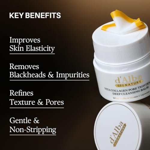 d'alba Piedmont Signature Vita Collagen Deep Cleansing Balm - 1.69 fl oz All-in-One Makeup Remover with Vitamin C & Pore Care Avelisse