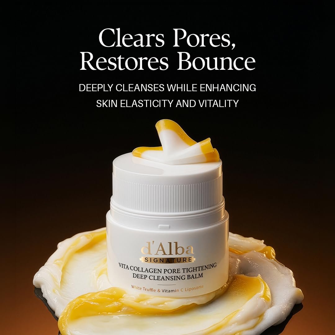 d'alba Piedmont Signature Vita Collagen Deep Cleansing Balm - 1.69 fl oz All-in-One Makeup Remover with Vitamin C & Pore Care Avelisse