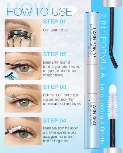 Delyneph 2-in-1 Waterproof Lash Bond and Seal for Eyelash Clusters - Long-Lasting 72H Adhesive, Latex-Free (5ml+5ml) - görsel 14
