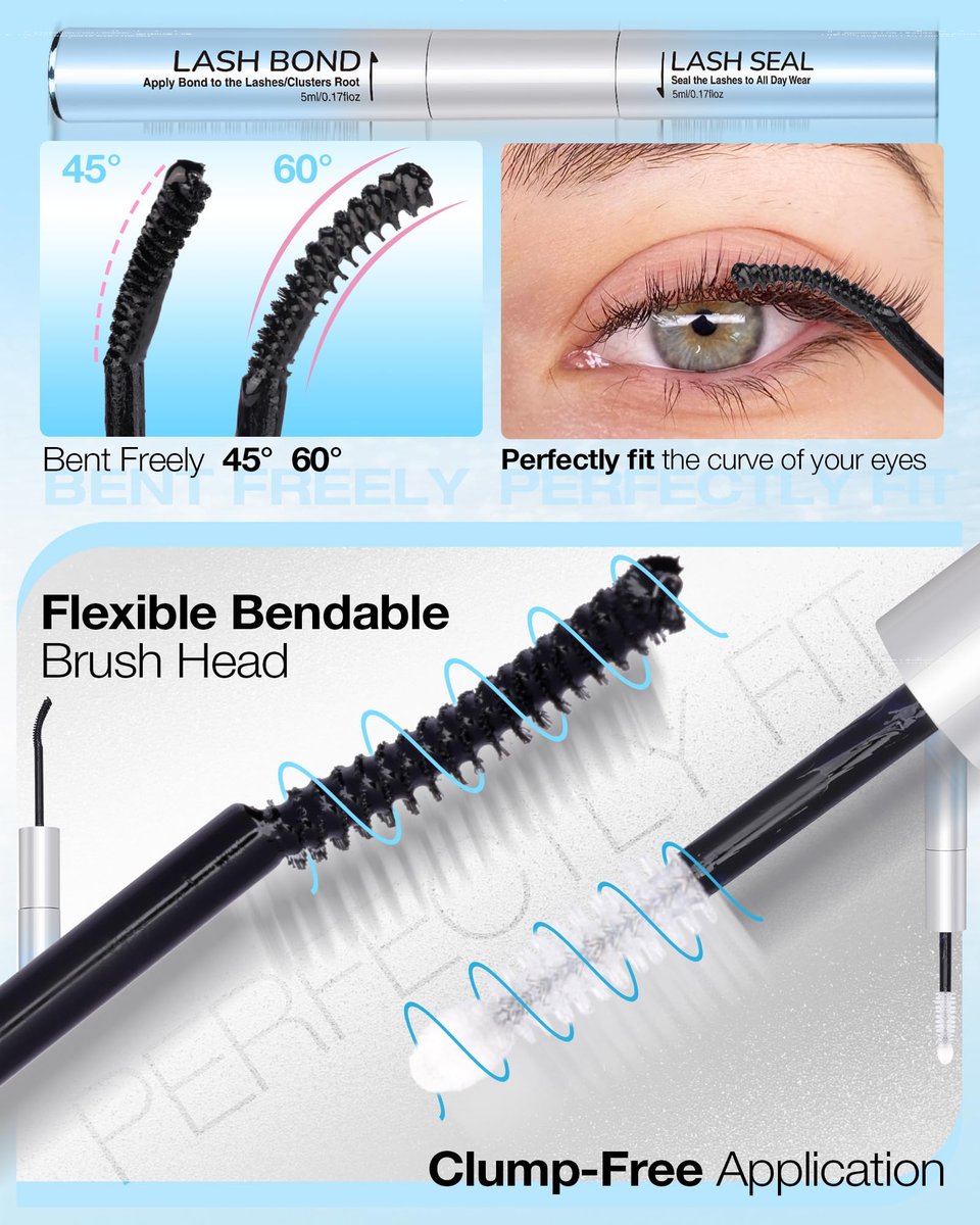 Delyneph 2-in-1 Waterproof Lash Bond and Seal for Eyelash Clusters - Long-Lasting 72H Adhesive, Latex-Free (5ml+5ml) - görsel 7