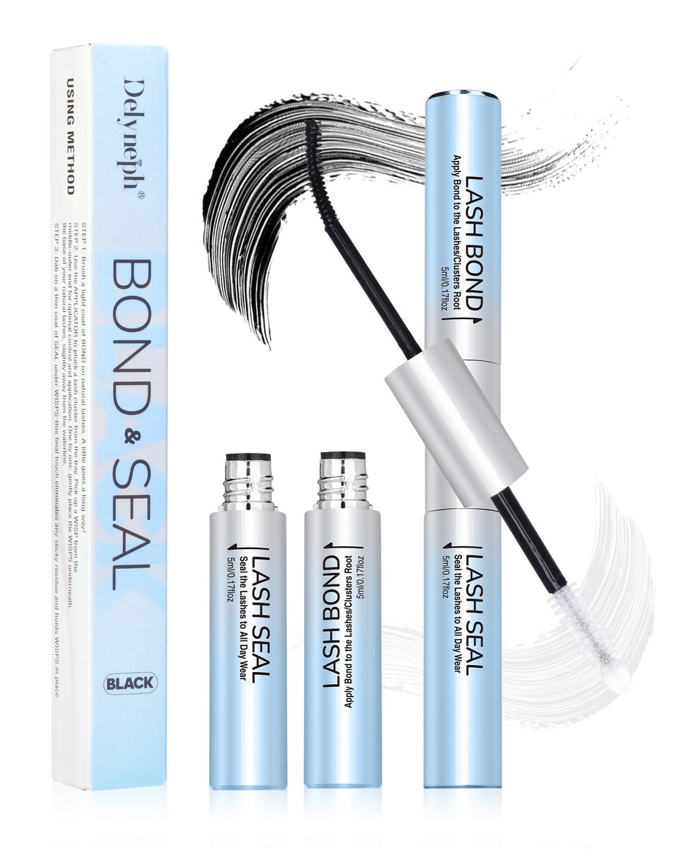 Delyneph 2-in-1 Waterproof Lash Bond and Seal for Eyelash Clusters - Long-Lasting 72H Adhesive, Latex-Free (5ml+5ml) - görsel 1