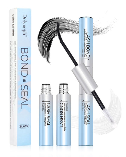 Delyneph 2-in-1 Waterproof Lash Bond and Seal for Eyelash Clusters - Long-Lasting 72H Adhesive, Latex-Free (5ml+5ml)