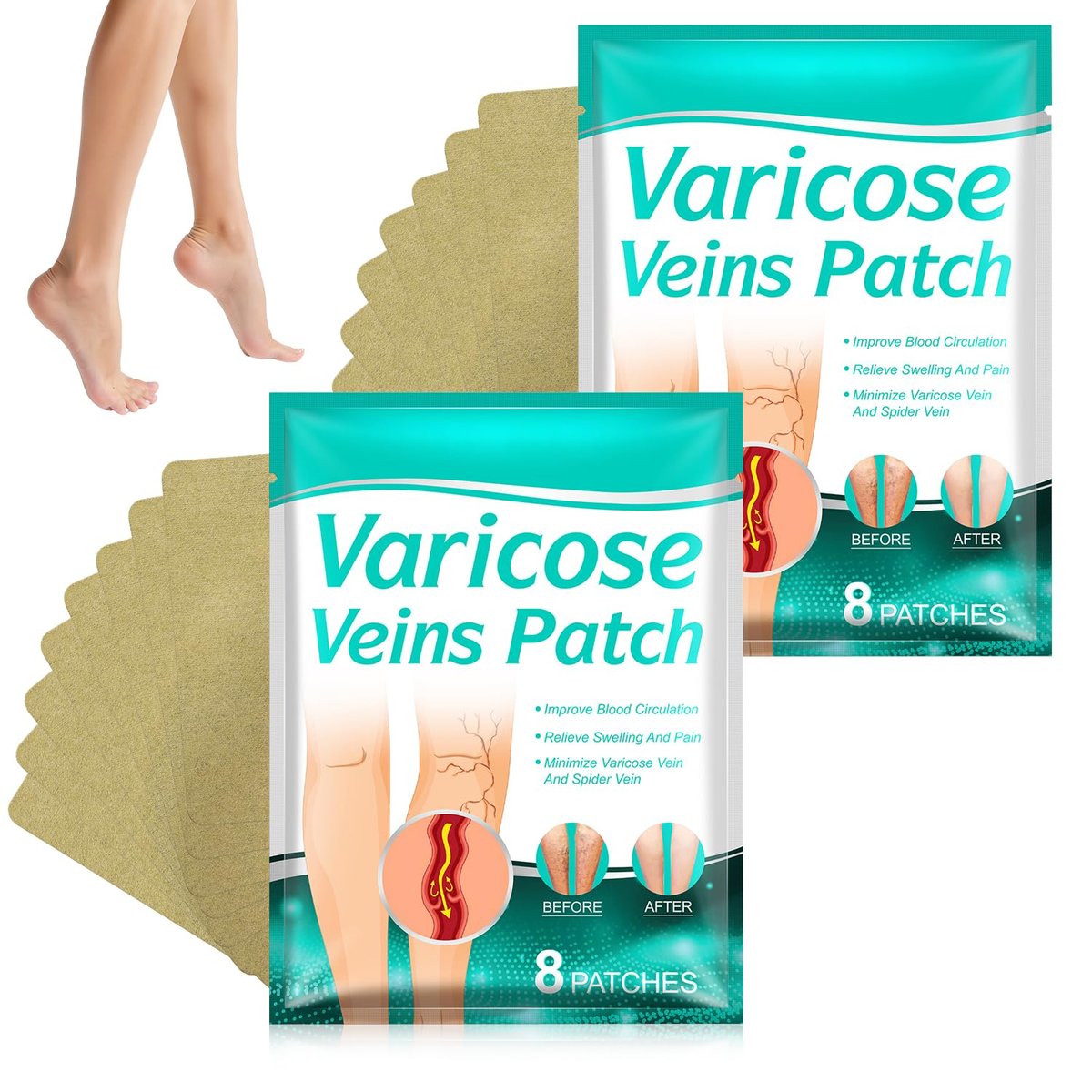 Diinou 2 Pack LegRenew Varicose Veins Patch - Professional Varicose Veins Treatment for Legs with Natural Ingredients - görsel 1