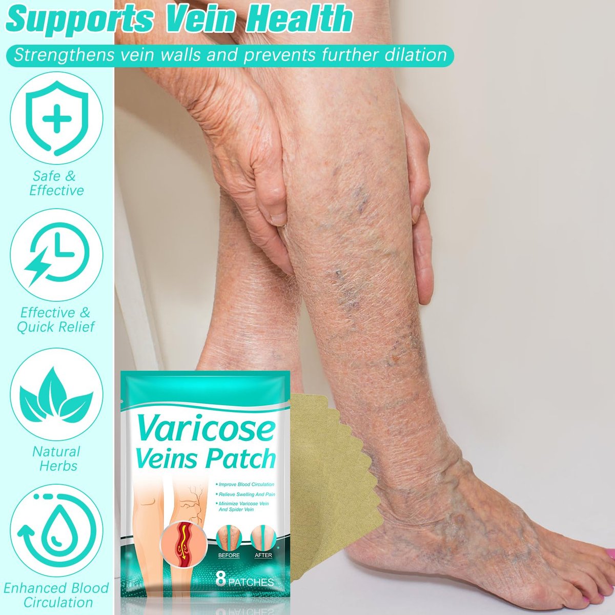 Diinou 2 Pack LegRenew Varicose Veins Patch - Professional Varicose Veins Treatment for Legs with Natural Ingredients - görsel 3