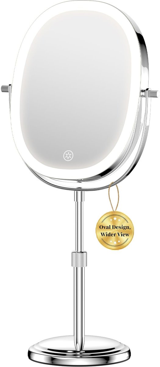 9" Lighted Makeup Mirror with Magnification, Height Adjustable Vanity Mirror, Rechargeable Makeup Mirror with Lights - 3 Modes, 360° Swivel Double Sided 7x Magnifying Mirror, Mothers Day Gifts for Mom Avelisse