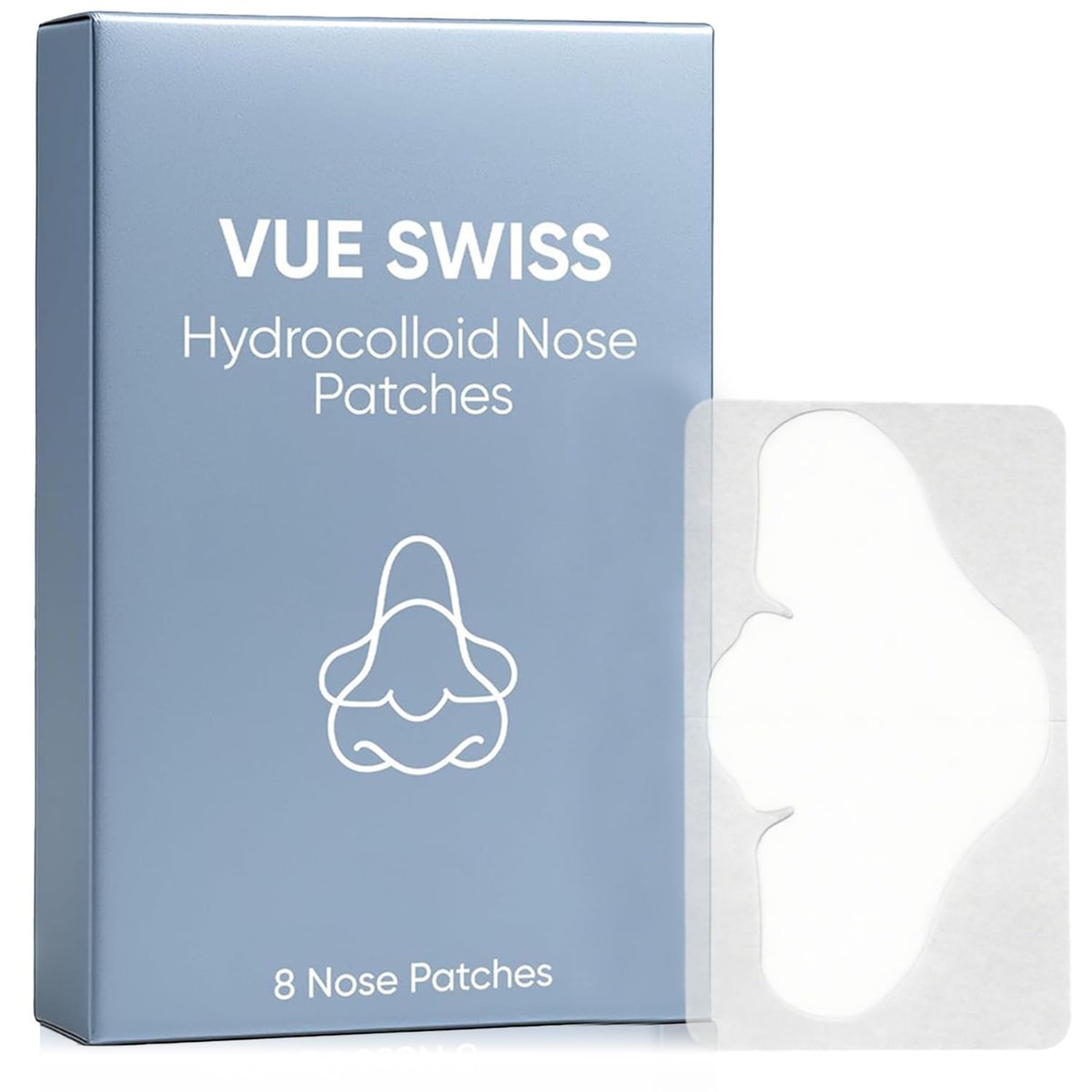 Vue Swiss Nose Patches - Hydrocolloid Nose Strips for Blackheads & Pimples, Large 8 Count Avelisse