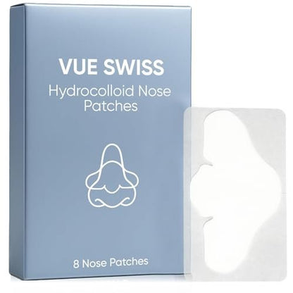 Vue Swiss Nose Patches - Hydrocolloid Nose Strips for Blackheads & Pimples, Large 8 Count Avelisse