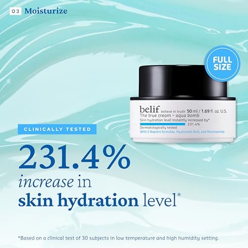 Belif Aqua Bomb Dive Into Hydration Set - Korean Skin Care Value Set with Aqua Bomb, SPF 45, Hydrating Toner & Eye Serum Avelisse