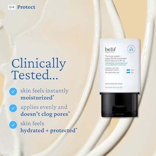 Belif Aqua Bomb Dive Into Hydration Set - Korean Skin Care Value Set with Aqua Bomb, SPF 45, Hydrating Toner & Eye Serum Avelisse