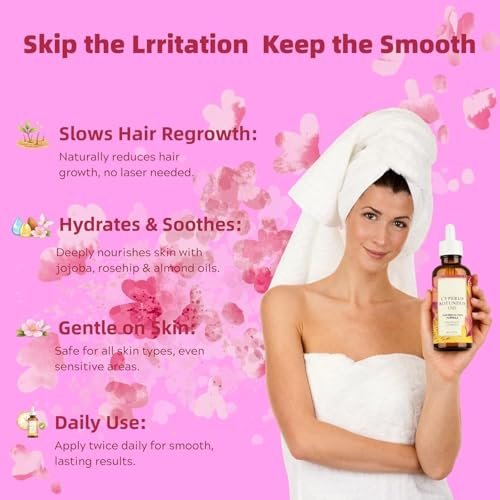 Cyperus Rotundus Oil - 60ml Natural Oil for Hair Removal, Moisturizing & Soothing, Reduces Body Hair Growth, All Skin Types Avelisse