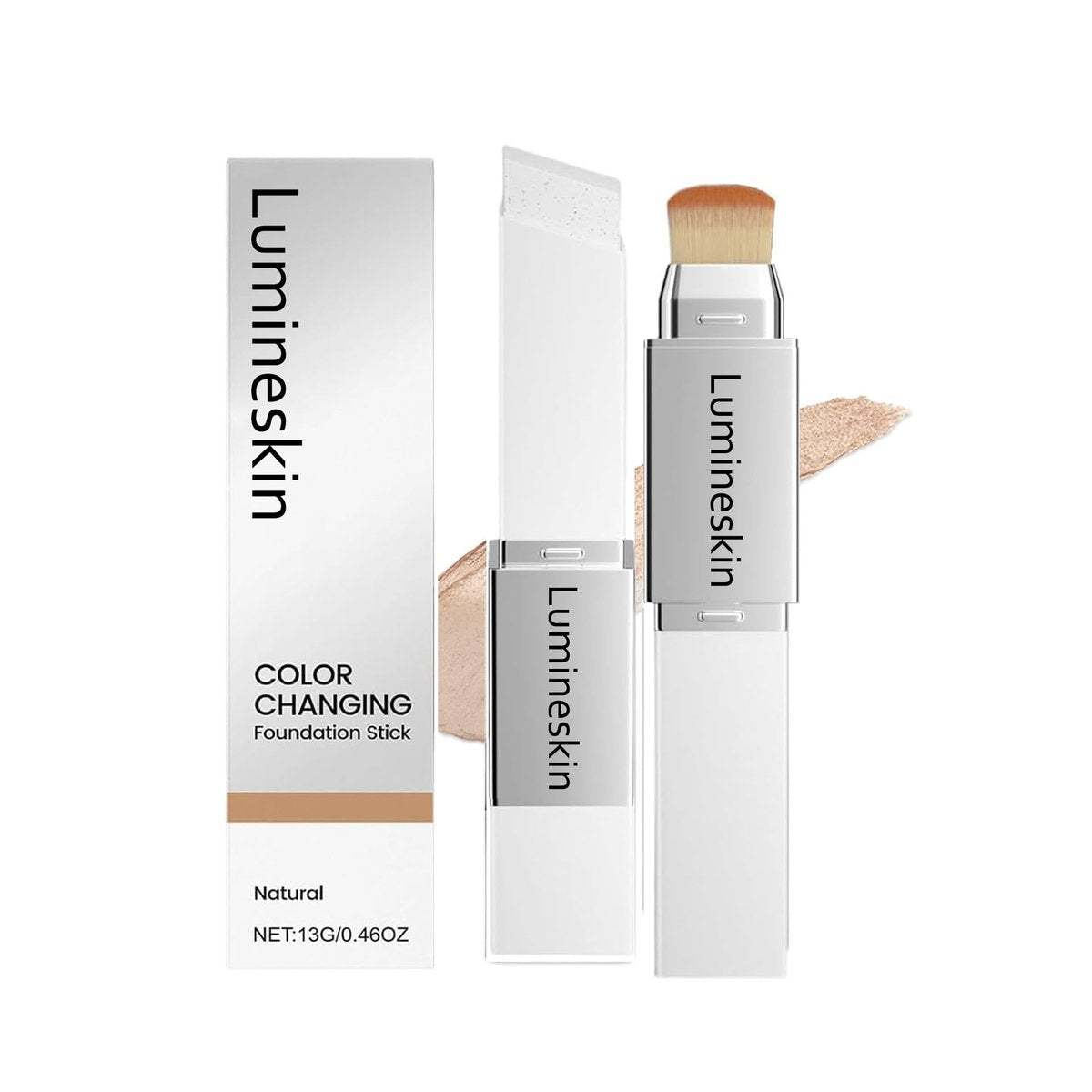 Lumineskin Color Changing Foundation Stick - Hydrating Concealer Base Makeup with Built-In Brush, Natural Shade Avelisse