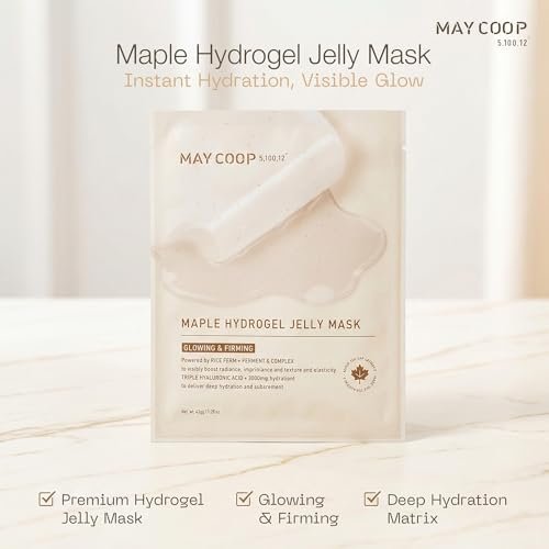 MAY COOP Maple Hydrogel Face Mask (4 Masks) – Cooling & Hydrating Jelly Mask for Firming Glow Care | Rice PDRN Collagen & 5% Maple Sap - görsel 4