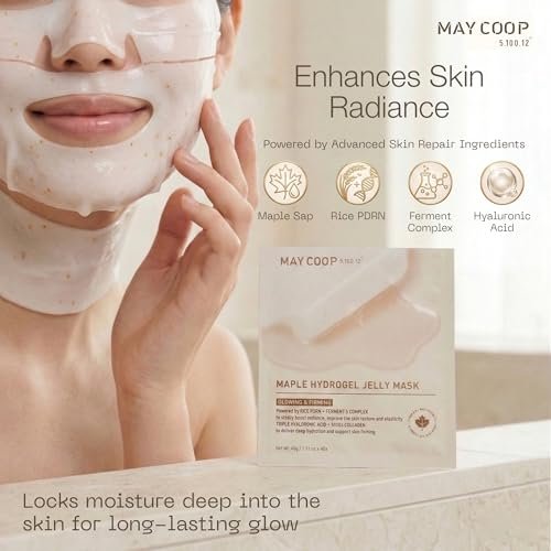 MAY COOP Maple Hydrogel Face Mask (4 Masks) – Cooling & Hydrating Jelly Mask for Firming Glow Care | Rice PDRN Collagen & 5% Maple Sap - görsel 6