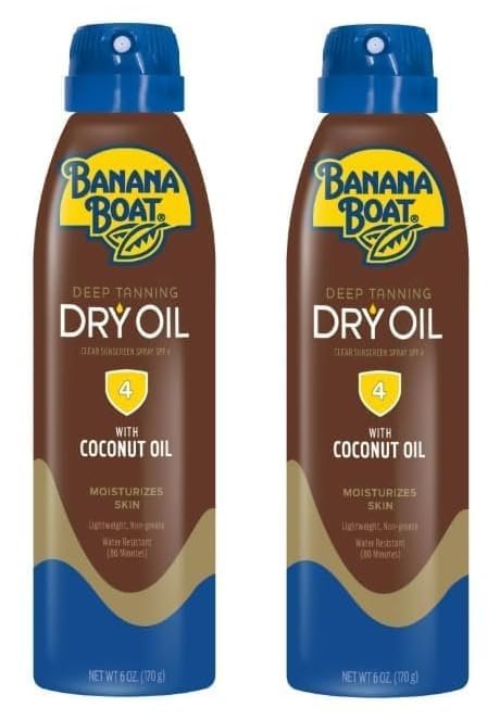 Banana Boat Deep Tanning Oil Spray SPF 4, Clear Dry Sunscreen Spray, Dark Tanning Oil, 6 oz Avelisse
