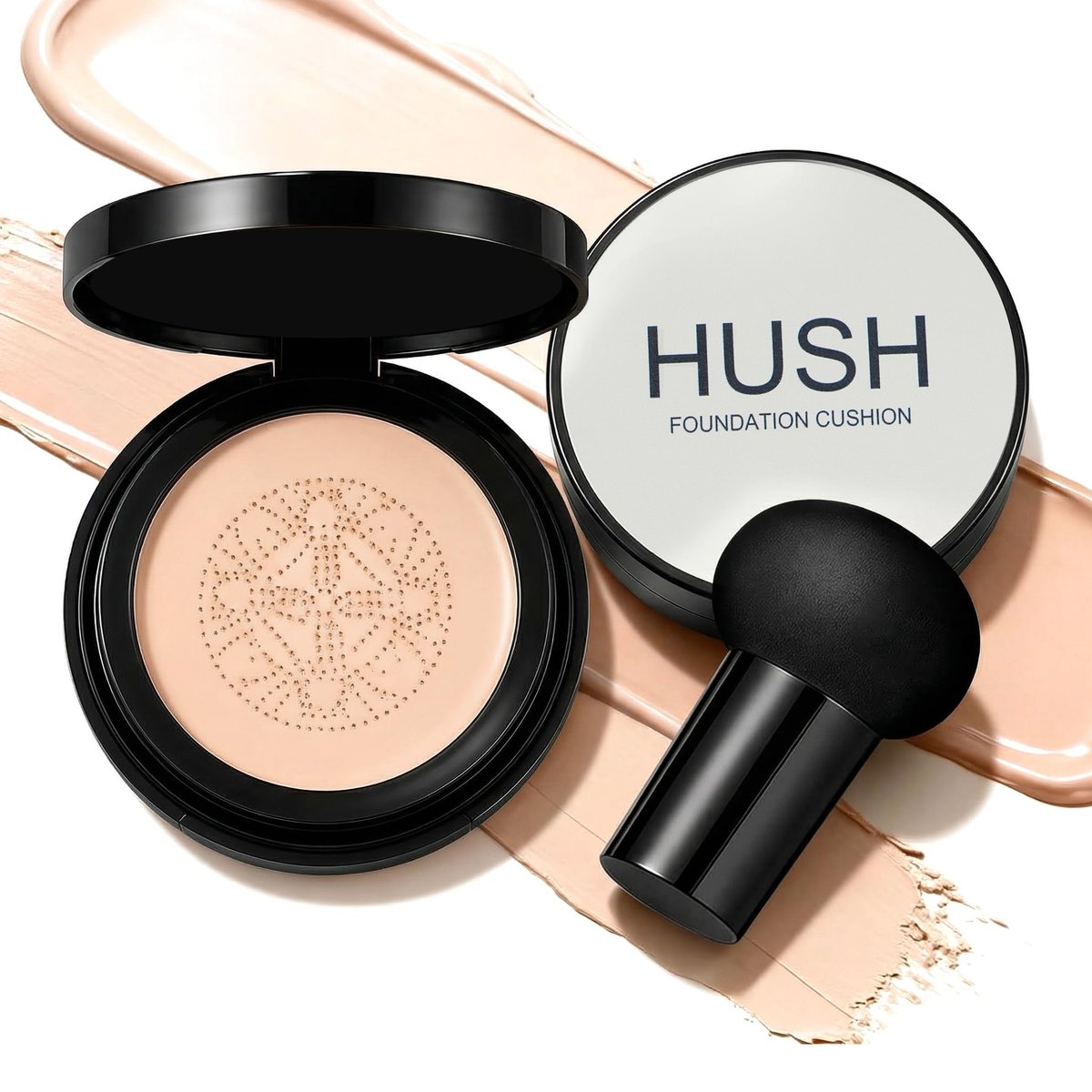 Hush Makeup Foundation - Glow Foundation for Older Women – Korean Warm Tone CC Mushroom Air Glow Foundation, Full Coverage Long-Lasting BB Cream Cushion Foundation, Natural Radiant Finish (Natural Color, 1 Fl Oz) Avelisse