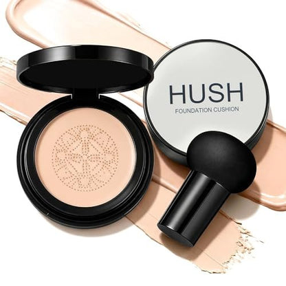 Hush Makeup Foundation - Glow Foundation for Older Women – Korean Warm Tone CC Mushroom Air Glow Foundation, Full Coverage Long-Lasting BB Cream Cushion Foundation, Natural Radiant Finish (Natural Color, 1 Fl Oz) Avelisse