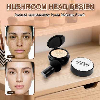 Hush Makeup Foundation - Glow Foundation for Older Women – Korean Warm Tone CC Mushroom Air Glow Foundation, Full Coverage Long-Lasting BB Cream Cushion Foundation, Natural Radiant Finish (Natural Color, 1 Fl Oz) Avelisse