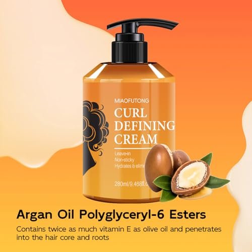 Moroccan Curl Defining Cream - Argan Oil Hair Mask & Curl Cream for Wavy, Curly Hair - Smoothing, Detangling, Frizz Reducing Styling Product (9.67 Fl Oz) Avelisse