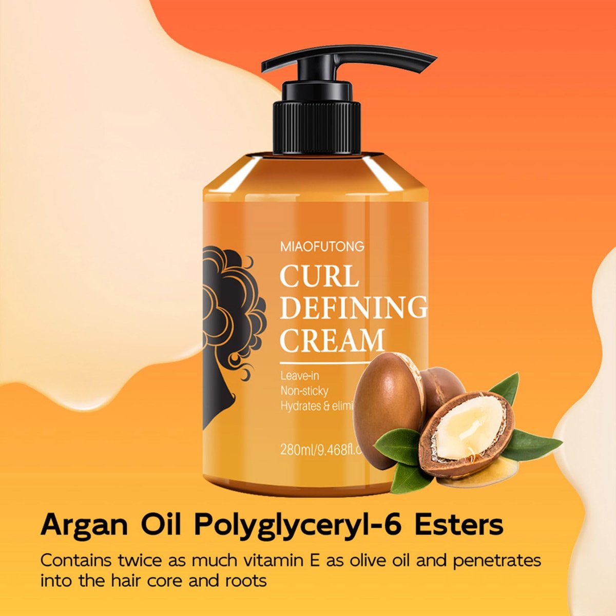 Moroccan Curl Defining Cream - Argan Oil Hair Mask & Curl Cream for Wavy, Curly Hair - Smoothing, Detangling, Frizz Reducing Styling Product (9.67 Fl Oz) Avelisse
