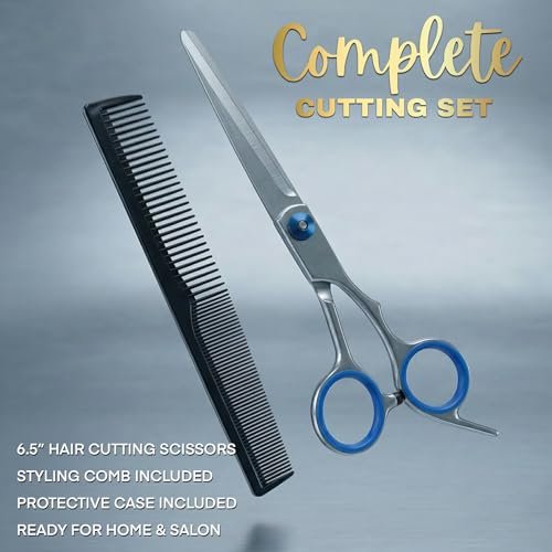 6.5" Stainless Steel Hair Cutting Scissors with Adjustable Tension & Finger Rings - Professional Barber Shears for Men & Women, Sharp Haircut Scissors Kit with Comb for Salon & Home Use - görsel 6