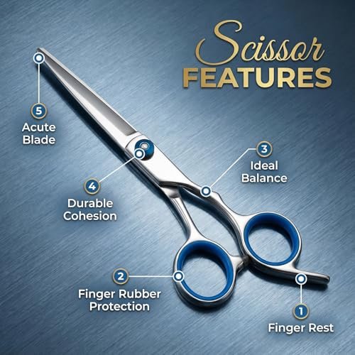 6.5" Stainless Steel Hair Cutting Scissors with Adjustable Tension & Finger Rings - Professional Barber Shears for Men & Women, Sharp Haircut Scissors Kit with Comb for Salon & Home Use - görsel 4