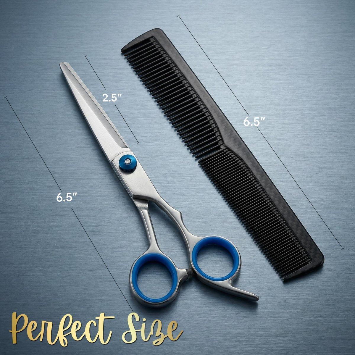 6.5" Stainless Steel Hair Cutting Scissors with Adjustable Tension & Finger Rings - Professional Barber Shears for Men & Women, Sharp Haircut Scissors Kit with Comb for Salon & Home Use - görsel 13