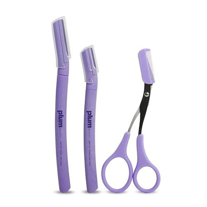 Plum Beauty Double-Sided Dermaplaning Razors (4-Pack) – Dual-Blade Facial Razors for Women - Precision & Large Blades for Brows, Upper Lip, & Cheeks - Peach Fuzz Remover & Exfoliating Face Tool